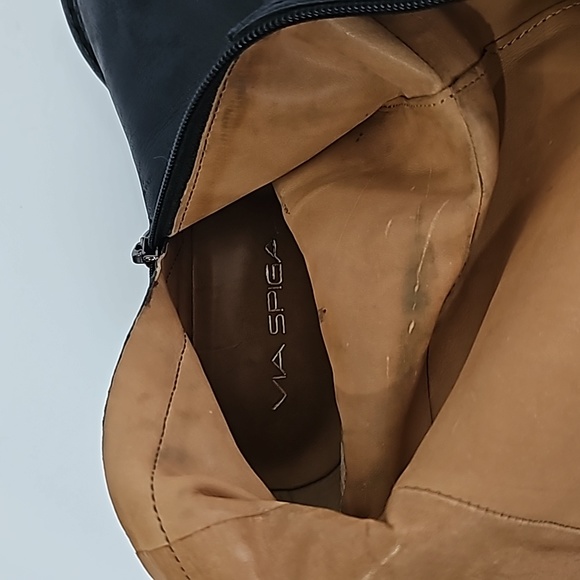 Via Spiga Kali Women's Tall Black  leather riding boots, Size 5.5 low heel - Picture 12 of 13